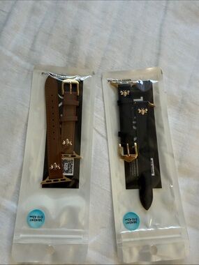 Leather Apple Watch Band with Gold Bee Accent - set of Two Brown and Black